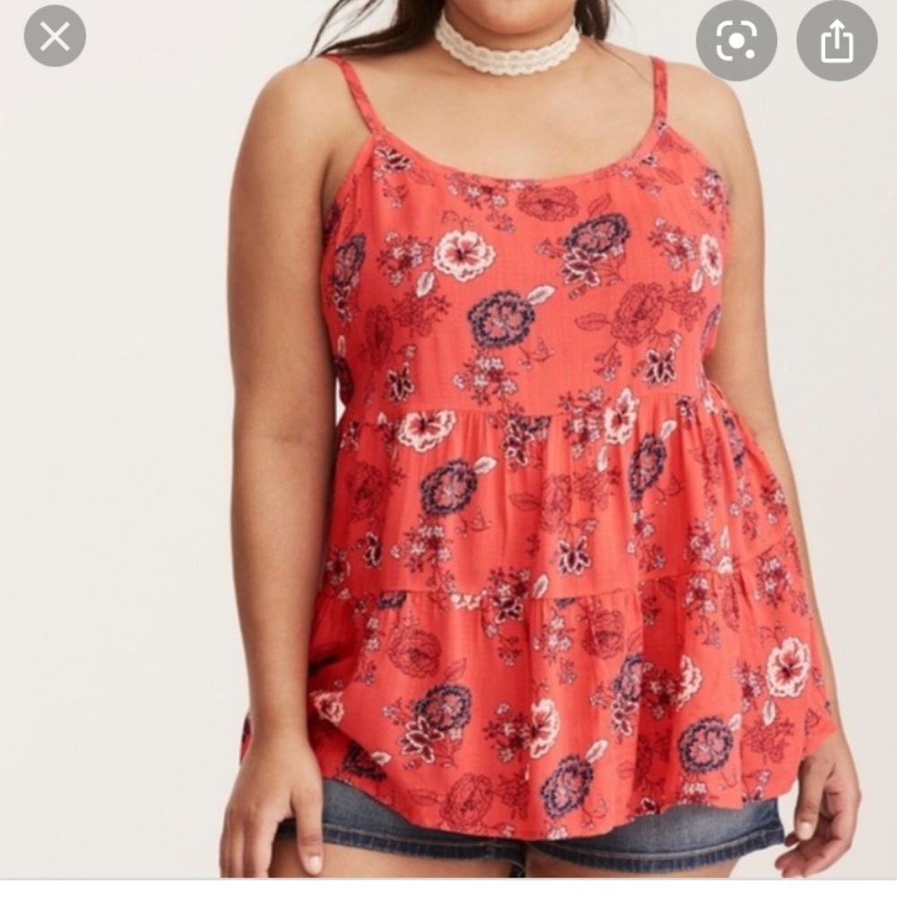 Torrid coral navy floral tiered tank top NWT 1X